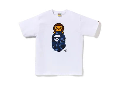 A BATHING APE Color Camo Milo On Ape Head Tee "White/Navy"