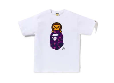 A BATHING APE Color Camo Milo On Ape Head Tee "White/Purple"