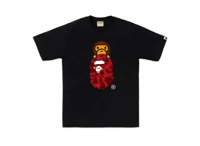 A BATHING APE Color Camo Milo On Ape Head Tee "Black/Red"