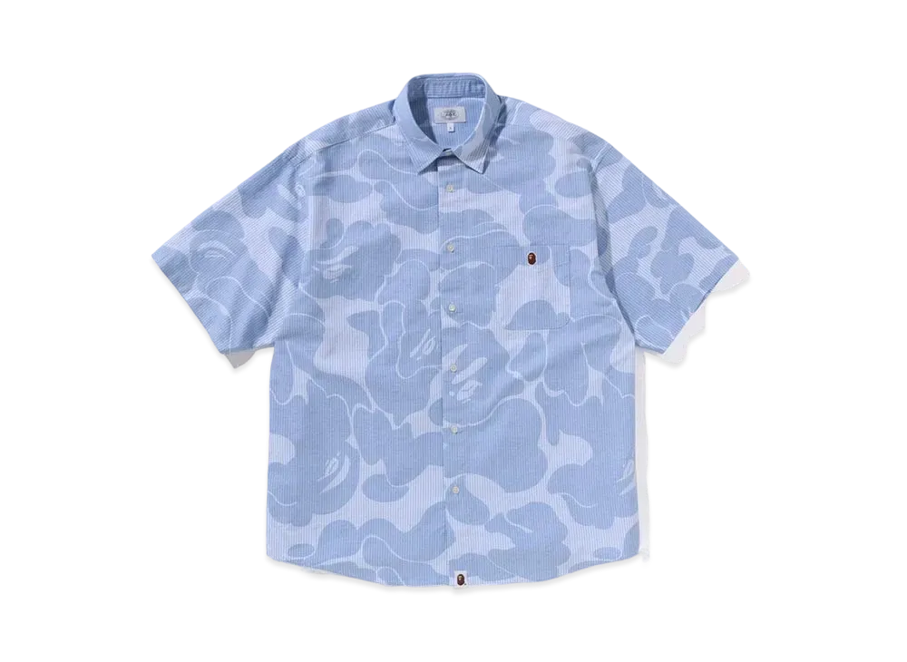 A BATHING APE Stripe Camo Relaxed Fit SS Shirt "Sax"