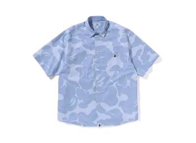 A BATHING APE Stripe Camo Relaxed Fit SS Shirt "Sax"