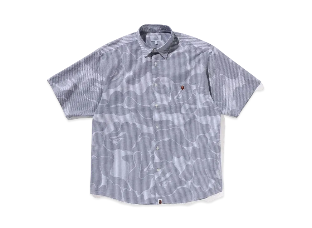 A BATHING APE Stripe Camo Relaxed Fit SS Shirt "Gray"