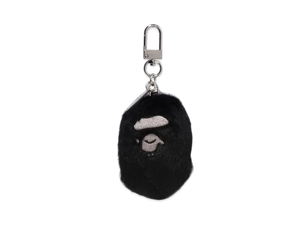 A BATHING APE Ape Head Faux Fur Keychain "Black"