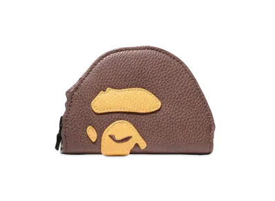 A BATHING APE Ape Head Coin Case "Brown"