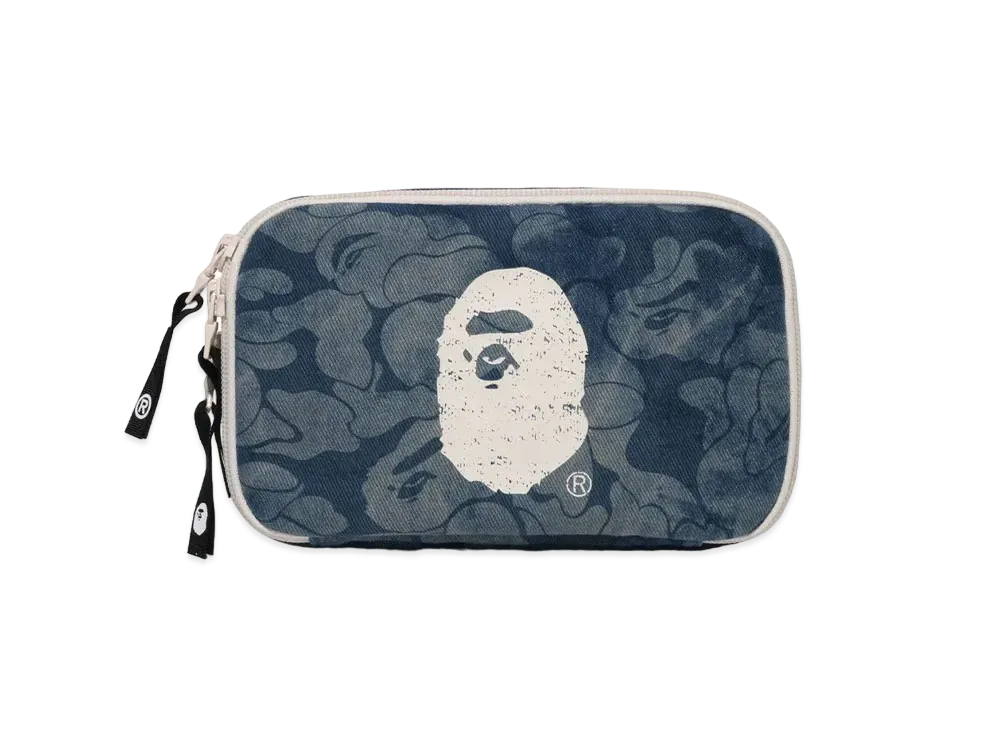 A BATHING APE Solid Camo Denim Pouch "Lightindi"