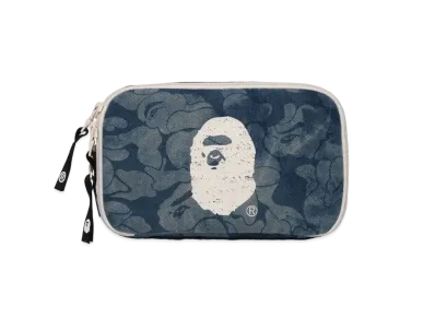 A BATHING APE Solid Camo Denim Pouch "Lightindi"