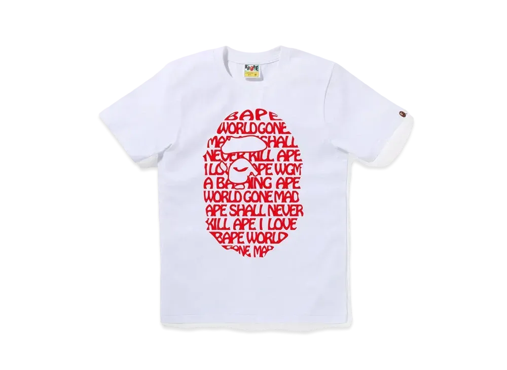 A BATHING APE Text Ape Head Tee "White"