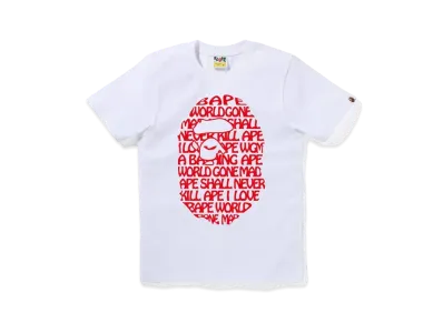 A BATHING APE Text Ape Head Tee "White"