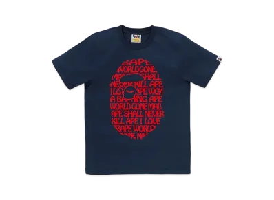 A BATHING APE Text Ape Head Tee "Navy"