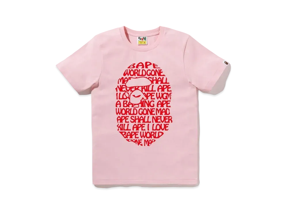 A BATHING APE Text Ape Head Tee "Pink"