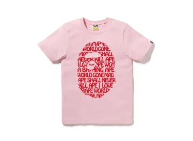 A BATHING APE Text Ape Head Tee "Pink"