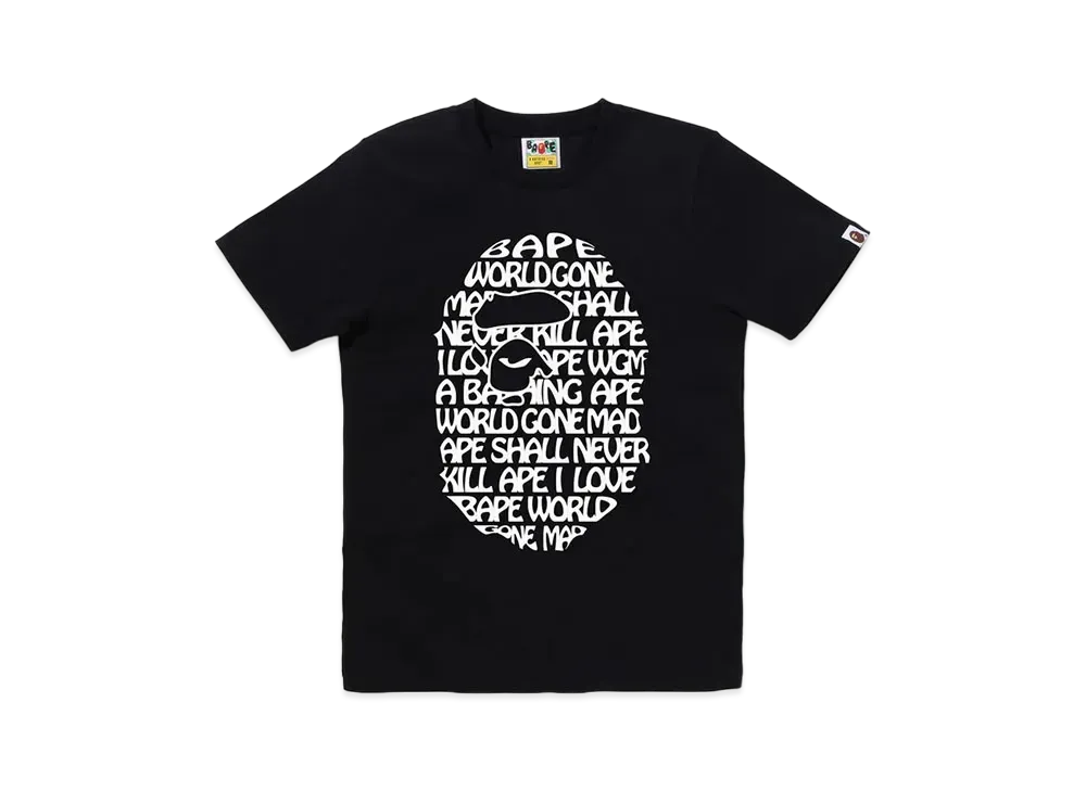 A BATHING APE Text Ape Head Tee "Black"