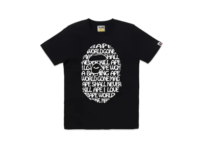 A BATHING APE Text Ape Head Tee "Black"