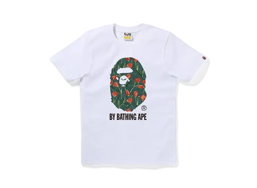 A BATHING APE Tulip Camo By Bathing Tee "White/Green"