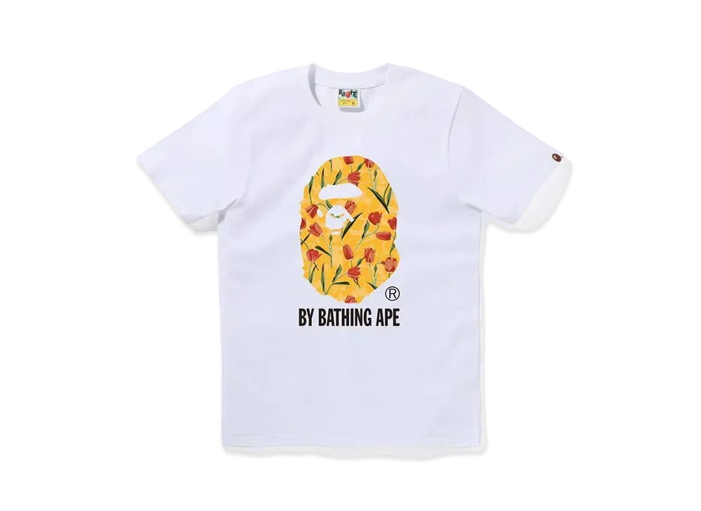A BATHING APE Tulip Camo By Bathing Tee "White/Yellow"