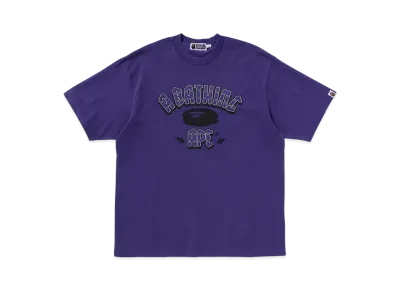 A BATHING APE Garment Dye Rhinestone Logo Relaxed Fit Tee "Purple"
