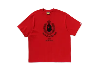 A BATHING APE Crest College Logo Relaxed Fit Tee "Red"