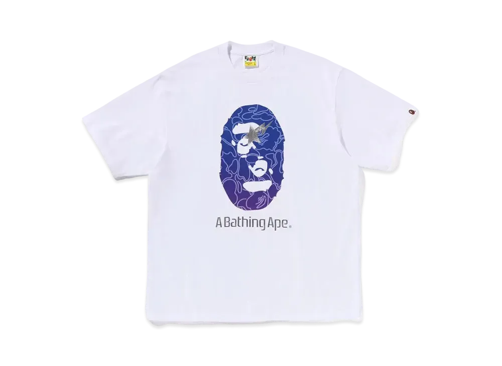 A BATHING APE Line Camo Ape Head Relaxed Fit Tee "White"