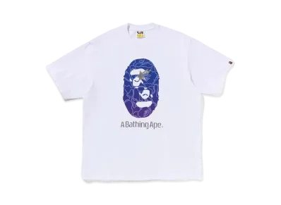 A BATHING APE Line Camo Ape Head Relaxed Fit Tee "White"