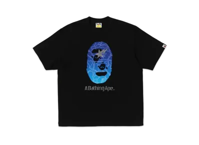 A BATHING APE Line Camo Ape Head Relaxed Fit Tee "Black"