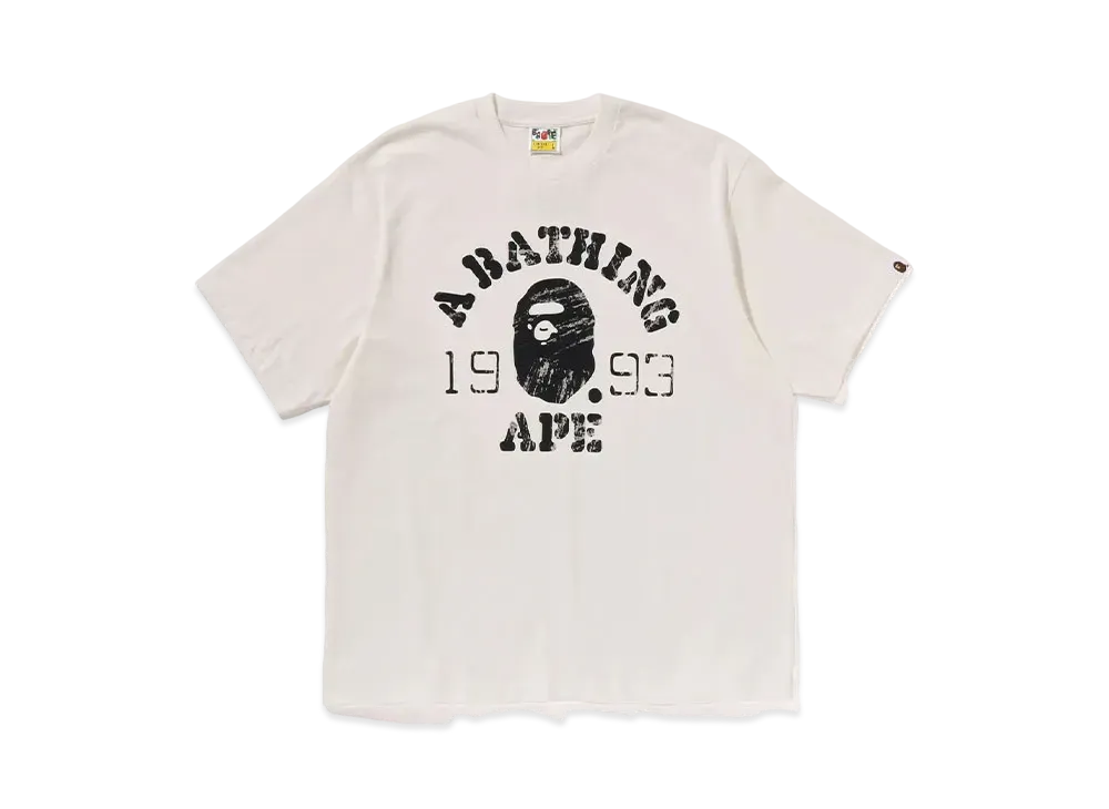 A BATHING APE Screen Print College Relaxed Fit Tee "Ivory"