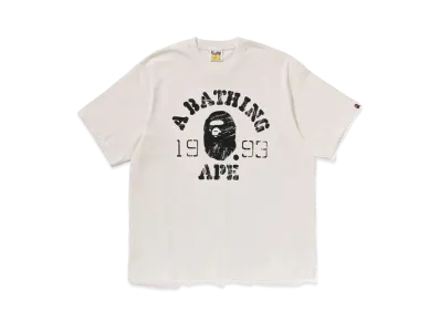 A BATHING APE Screen Print College Relaxed Fit Tee "Ivory"