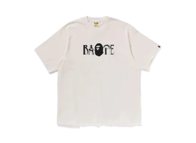 A BATHING APE Screen Print Logo Relaxed Fit Tee "Ivory"