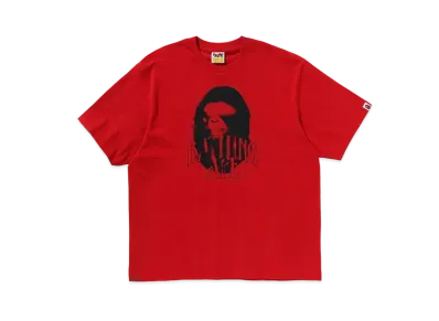 A BATHING APE Spray Print Logo Relaxed Fit Tee "Red"