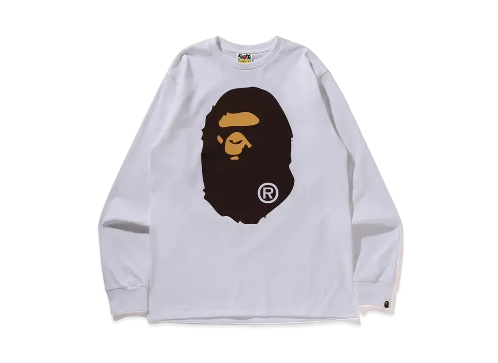 A BATHING APE Big Ape Head L/S Tee "White"