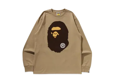 A BATHING APE Big Ape Head L/S Tee "Beige"