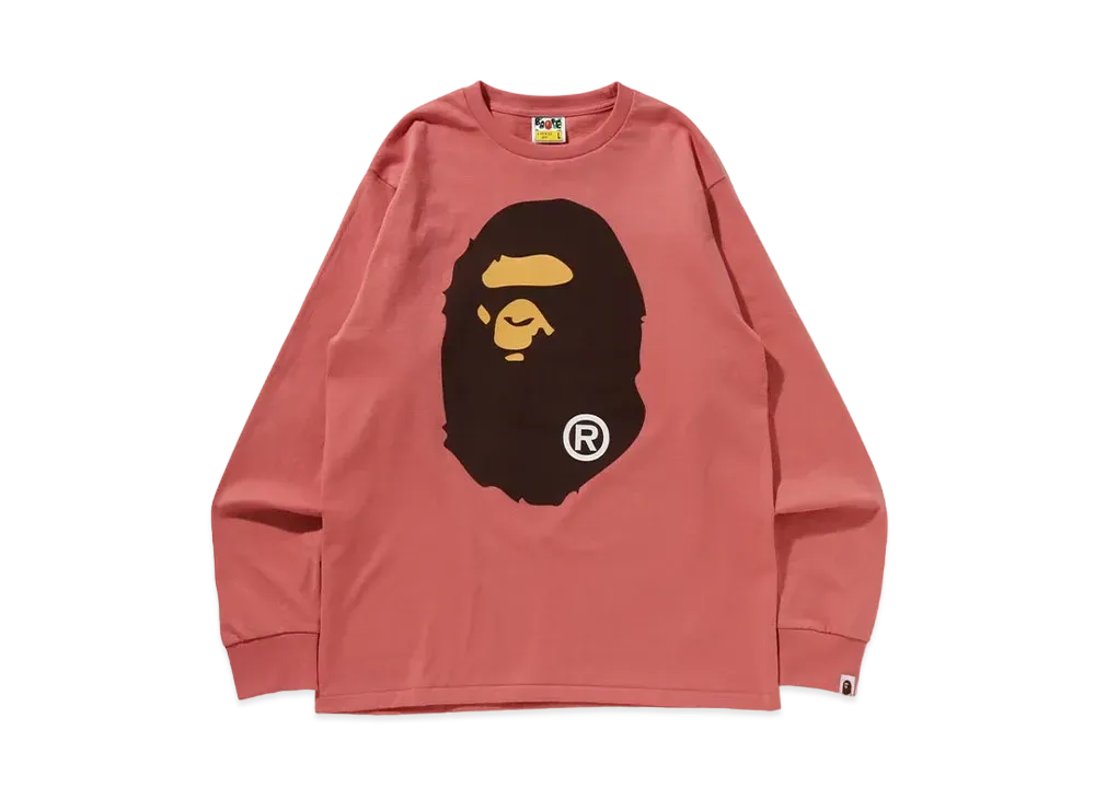 A BATHING APE Big Ape Head L/S Tee "Pink"