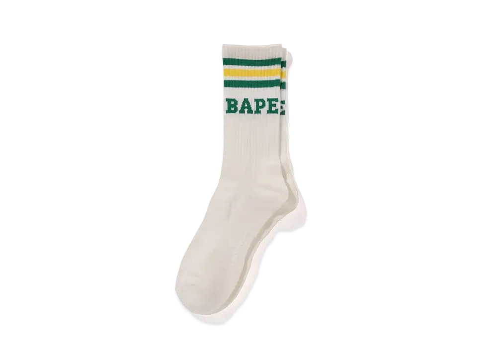 A BATHING APE Bape Stripe Socks "Green/Yellow"