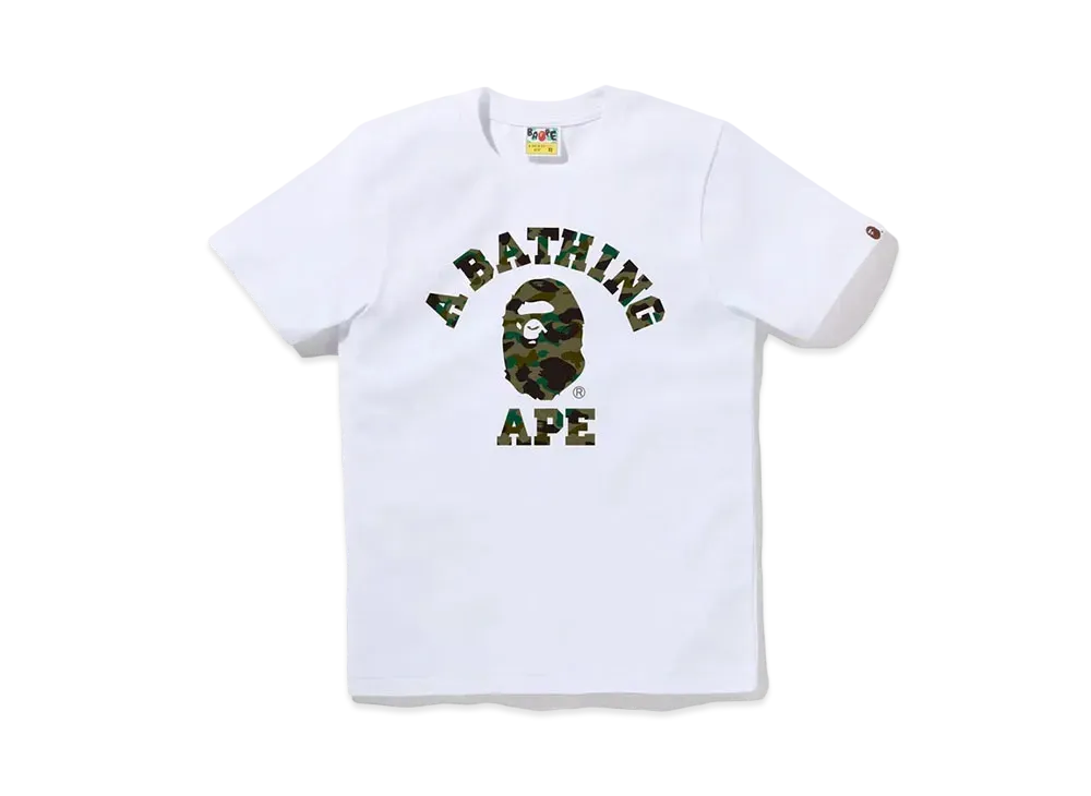 A BATHING APE 1st Camo College Tee "White/Green"