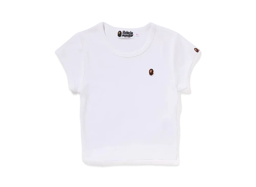 A BATHING APE Ape Head One Point Cropped Tee "White"