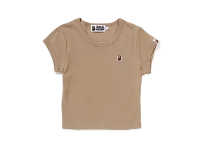 A BATHING APE Ape Head One Point Cropped Tee "Beige"