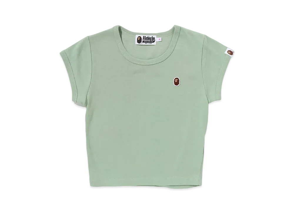 A BATHING APE Ape Head One Point Cropped Tee "Green"