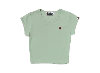 A BATHING APE Ape Head One Point Cropped Tee "Green"