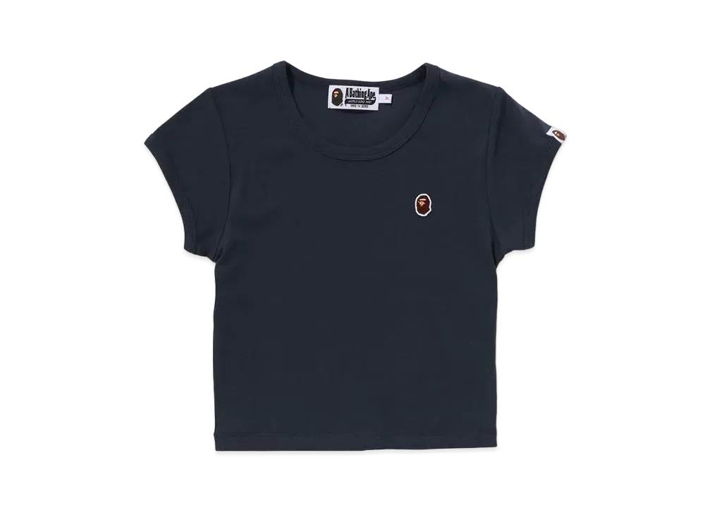 A BATHING APE Ape Head One Point Cropped Tee "Navy"