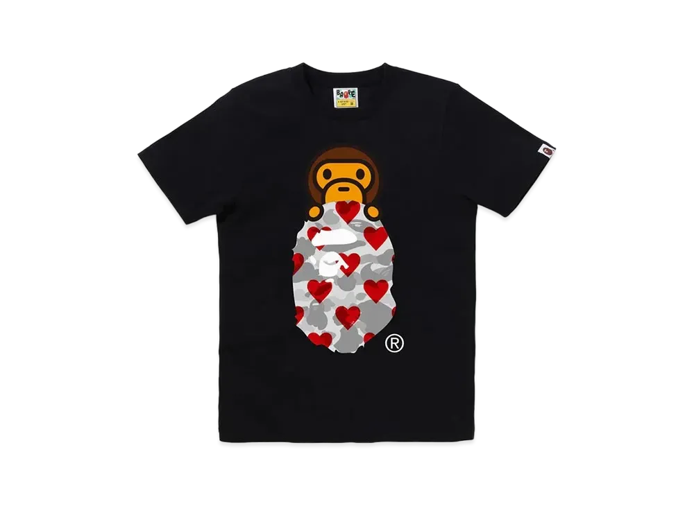 A BATHING APE I Love Bape Milo On Ape Head Tee "Black/Gray"