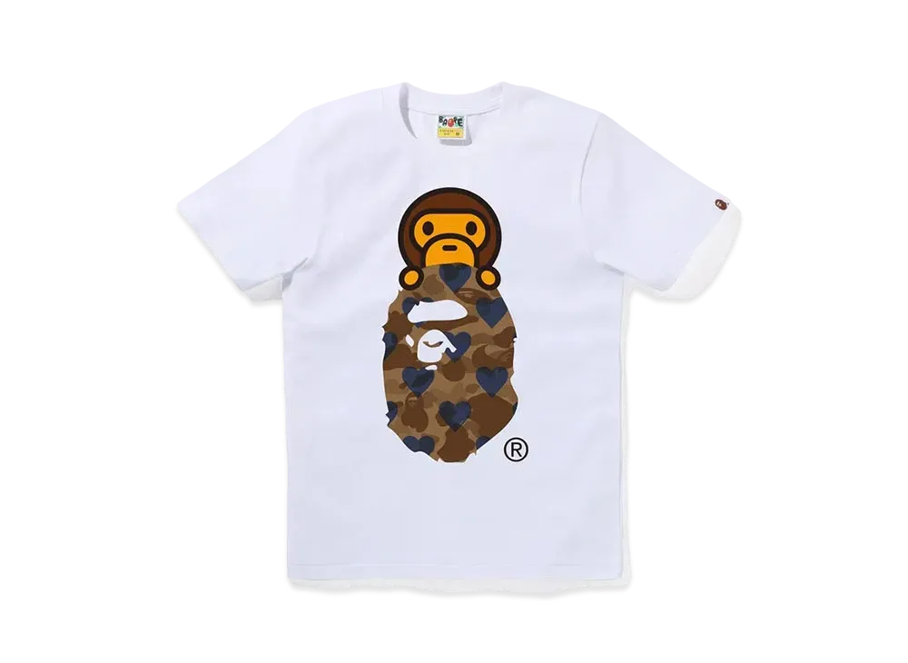 A BATHING APE I Love Bape Milo On Ape Head Tee "White/Brown"