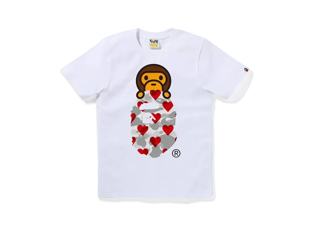A BATHING APE I Love Bape Milo On Ape Head Tee "White/Gray"