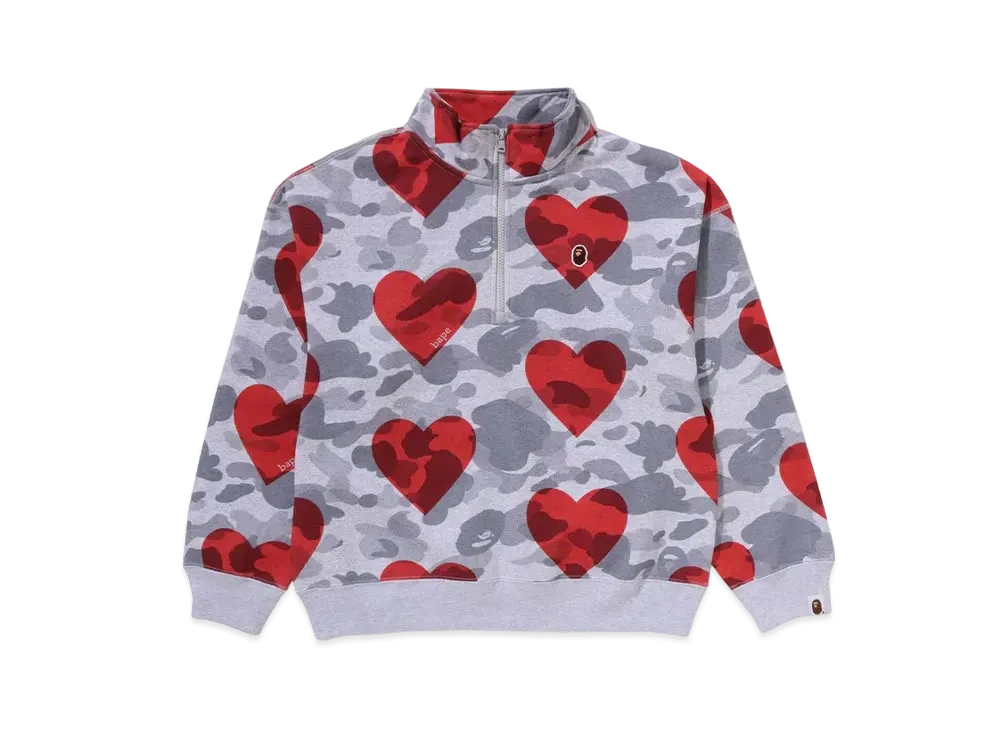 A BATHING APE I Love Bape Half Zip Sweatshirt "Gray"