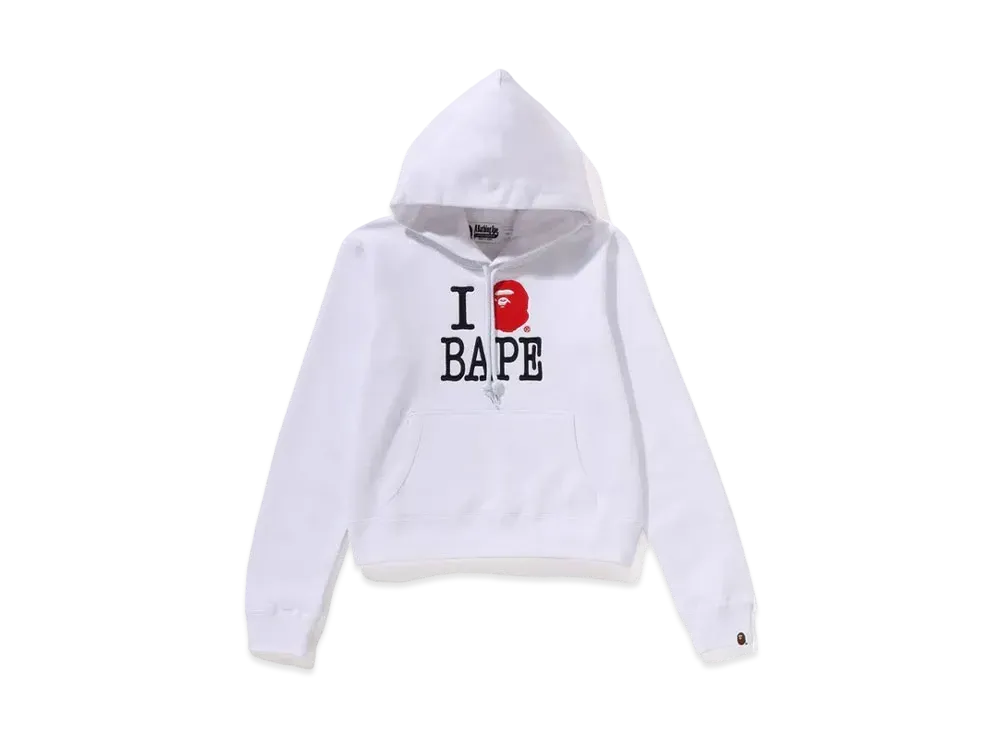 A BATHING APE I Love Bape Pullover Hoodie "White"