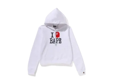 A BATHING APE I Love Bape Pullover Hoodie "White"