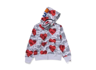 A BATHING APE I Love Bape Shark Full Zip Hoodie "Gray"