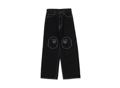 A BATHING APE Ape Head Oversized Fit 12 Oz Denim Pants "Black"