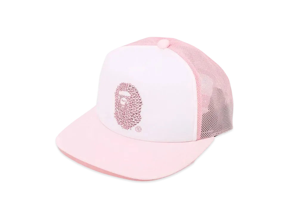 A BATHING APE Crystal Stone Ape Head Mesh Cap 