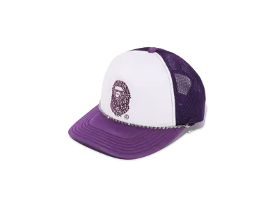 A BATHING APE Crystal Stone Ape Head Mesh Cap "Purple"