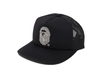 A BATHING APE Crystal Stone Ape Head Mesh Cap "Black"