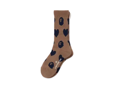 A BATHING APE I Love Bape Monogram Socks "Brown"
